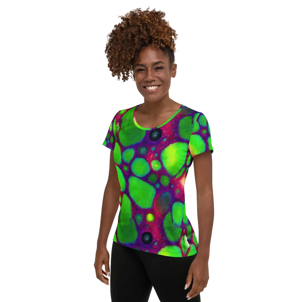 Elegant, Artstation, Matte Painting on Women's Athletic T-Shirt — Left
