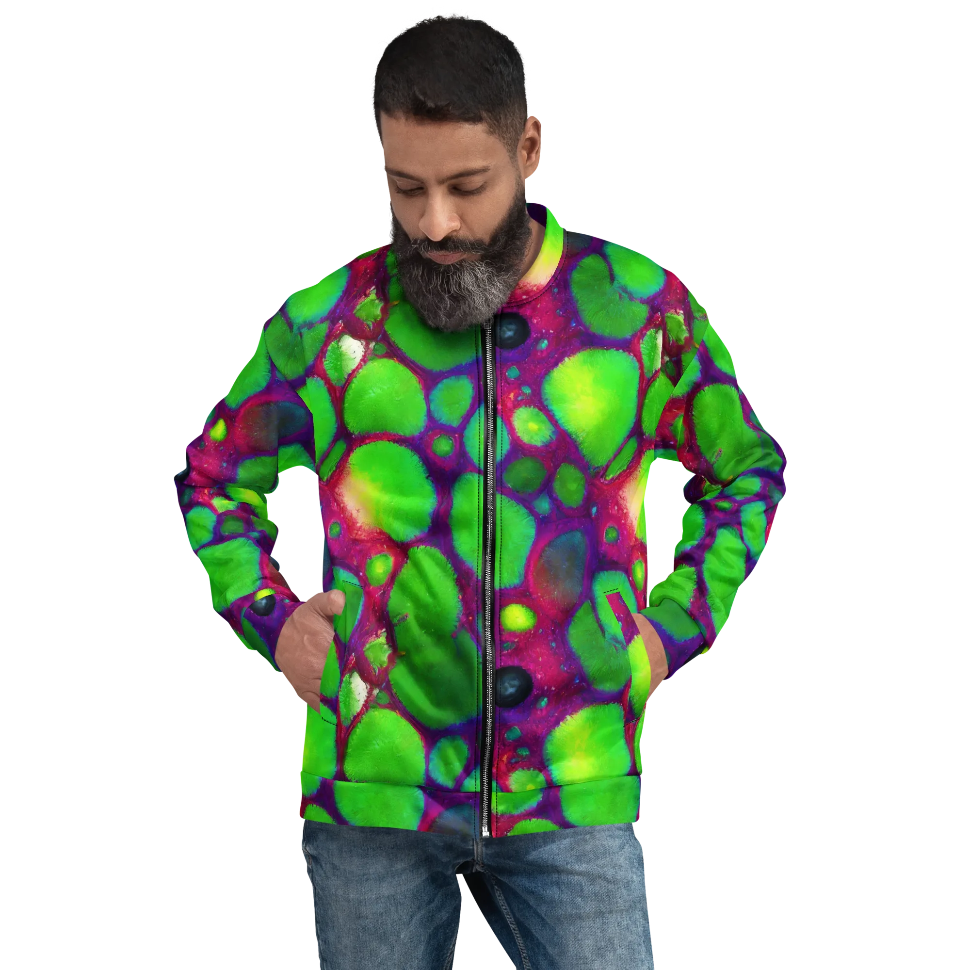 Elegant, Artstation, Matte Painting on Bomber Jacket — Front