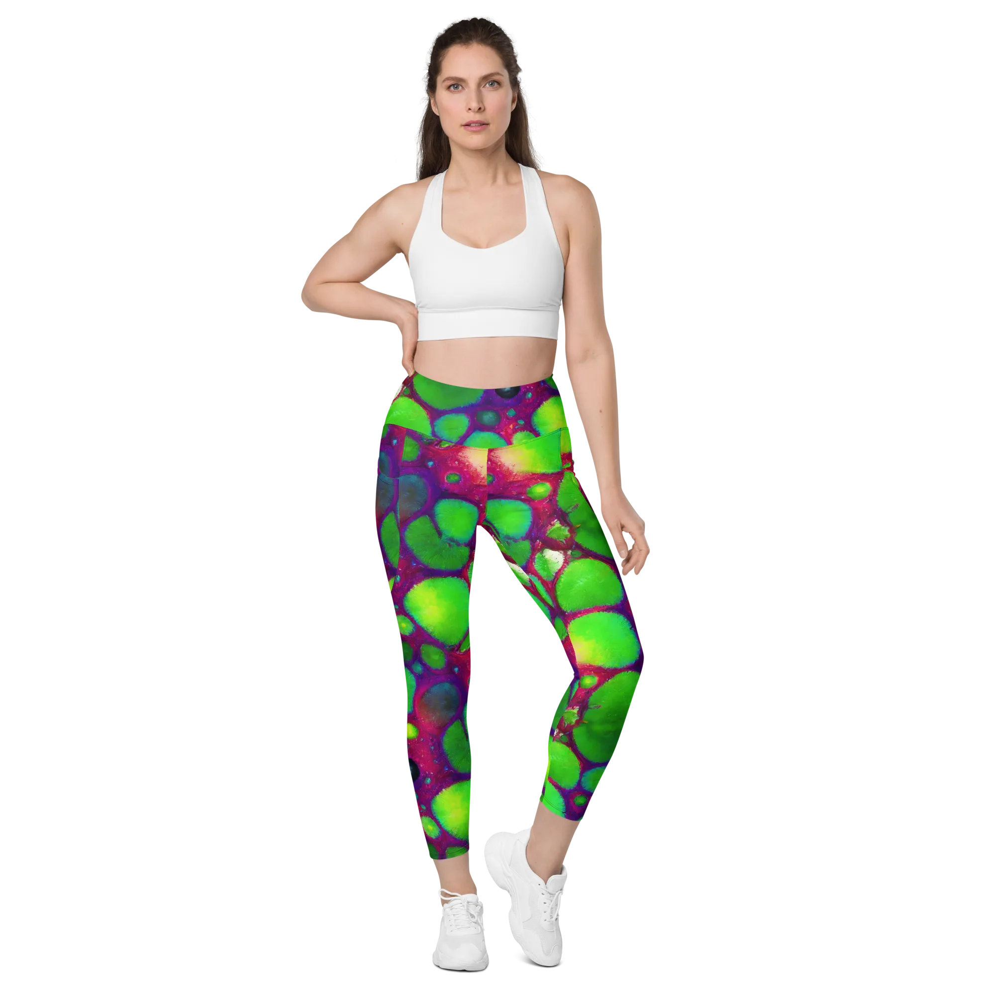 Elegant, Artstation, Matte Painting on Leggings with Pockets — Front