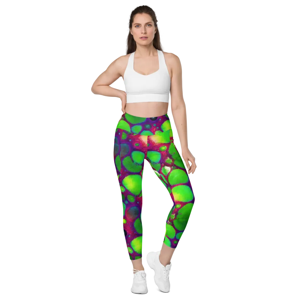 Elegant, Artstation, Matte Painting on Leggings with Pockets — Front