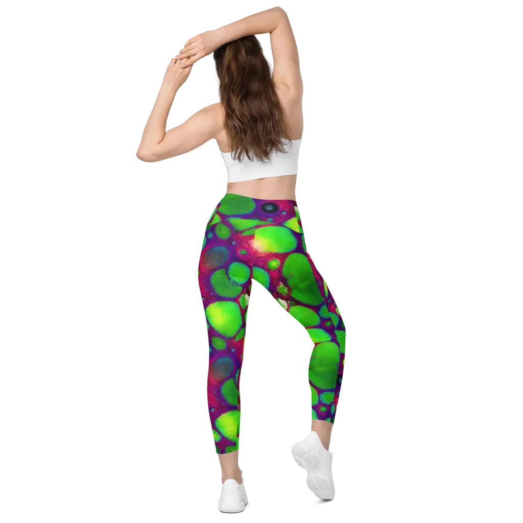 Elegant, Artstation, Matte Painting on Leggings with Pockets — Back