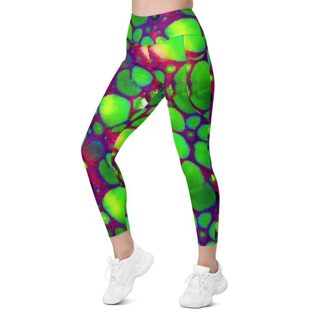 Elegant, Artstation, Matte Painting on Leggings with Pockets — Left Front