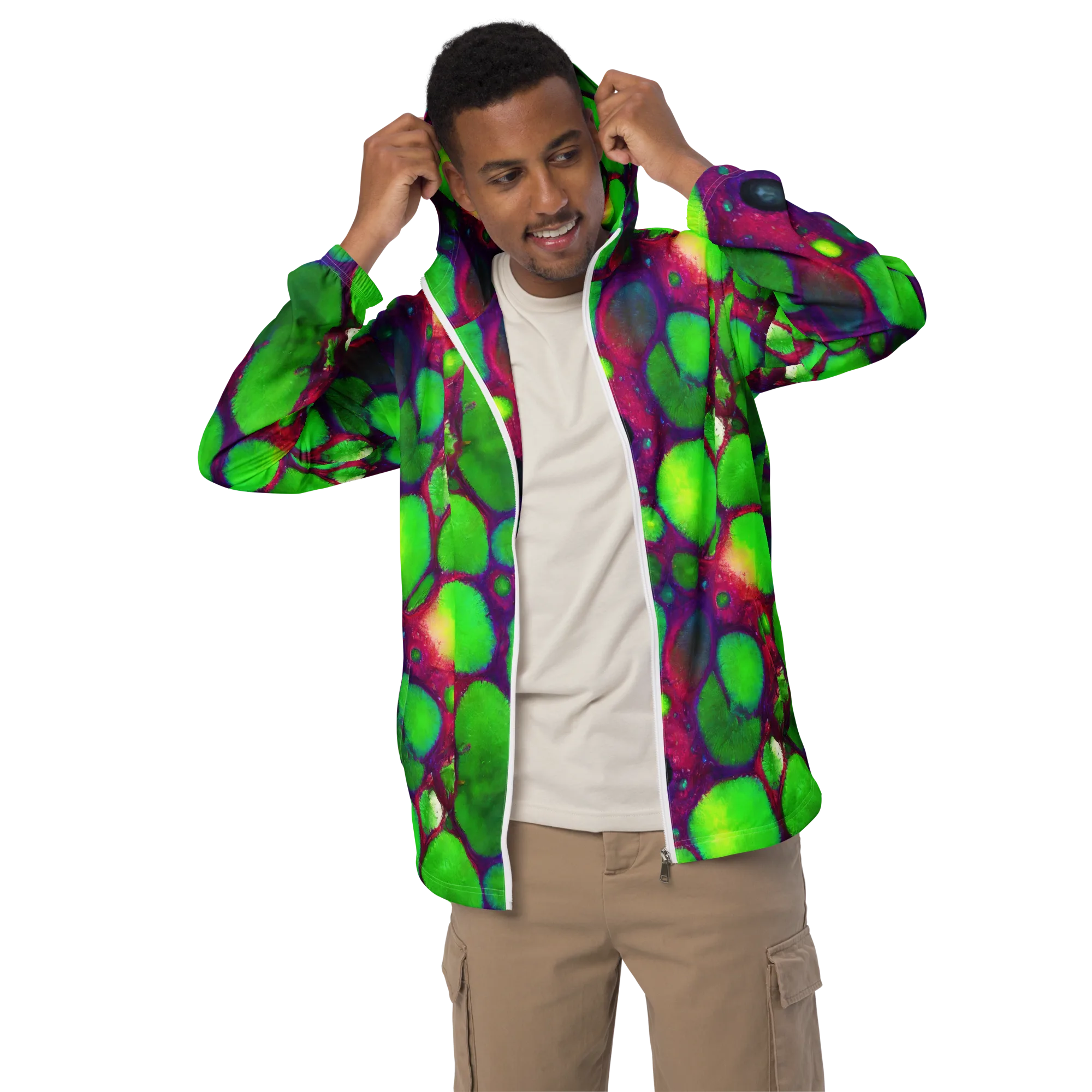 Elegant, Artstation, Matte Painting on Men's Windbreaker — Front