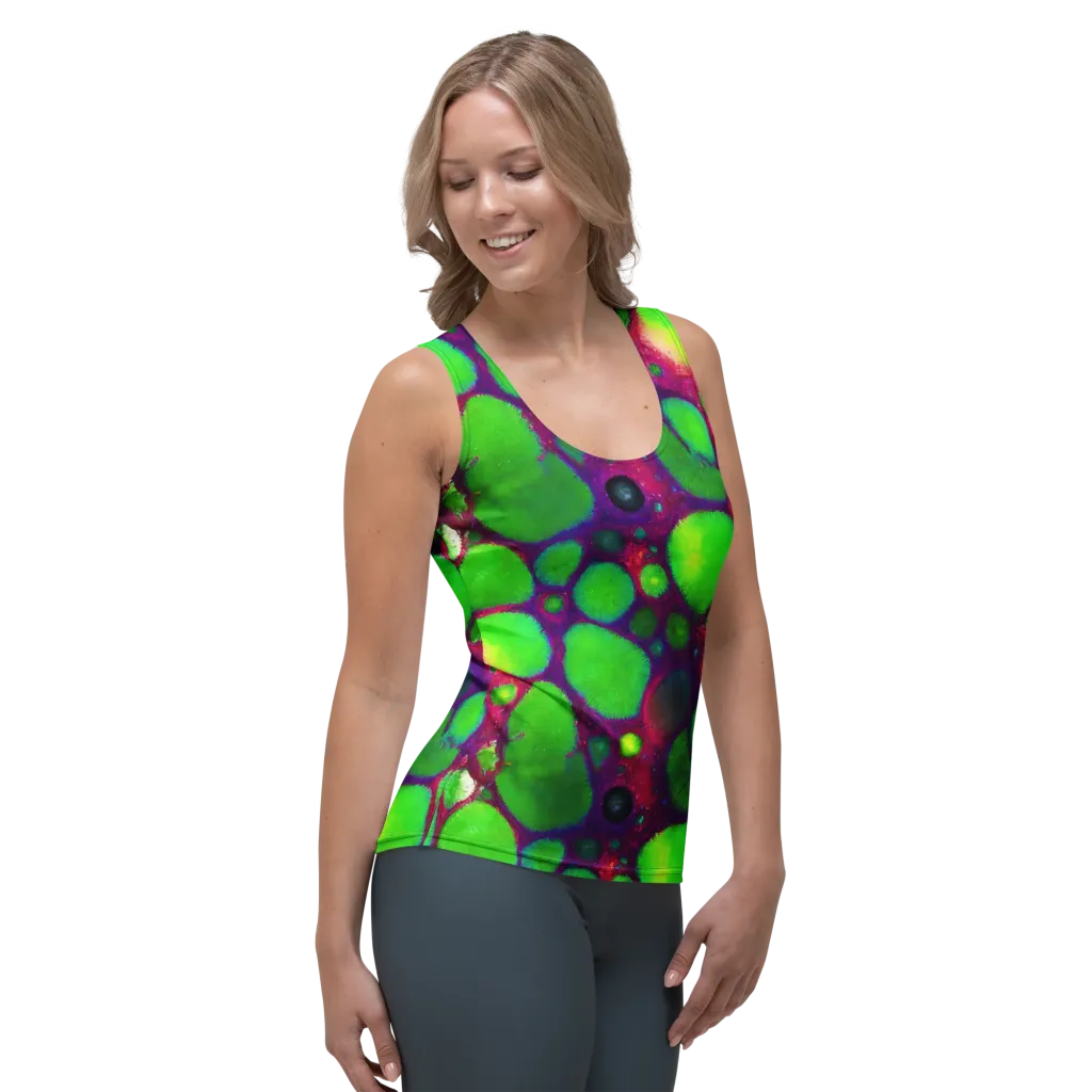 Elegant, Artstation, Matte Painting on Women's Tank Top — Right Front
