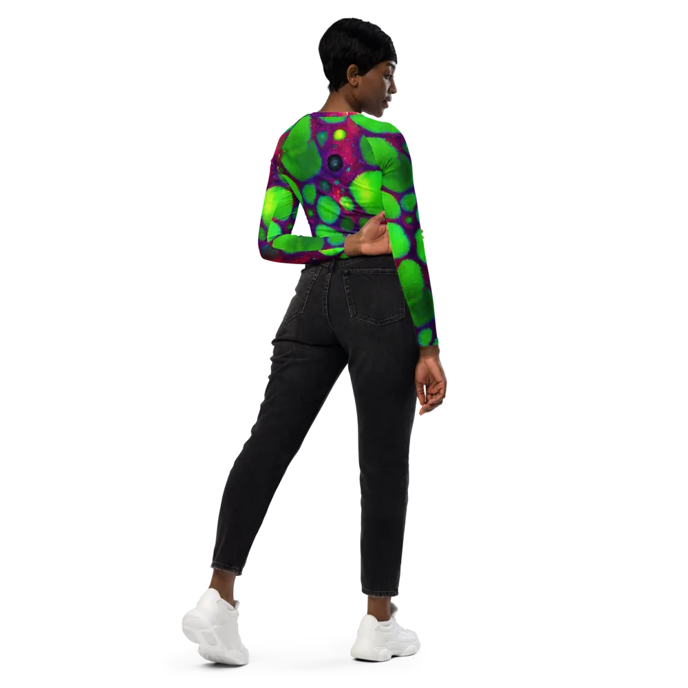 Elegant, Artstation, Matte Painting on Long Sleeve Crop Top — Right Back