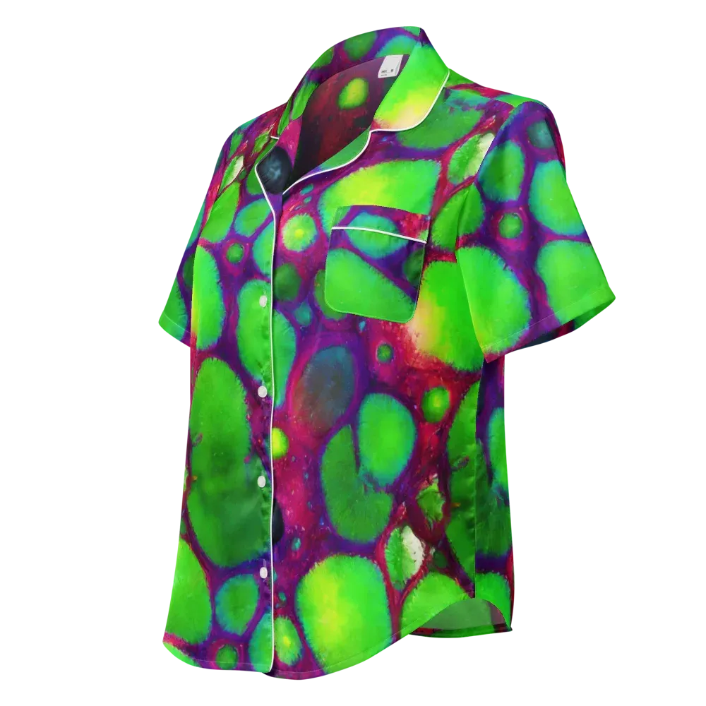Elegant, Artstation, Matte Painting on Women's Short Sleeve Pajama Top — Left Front