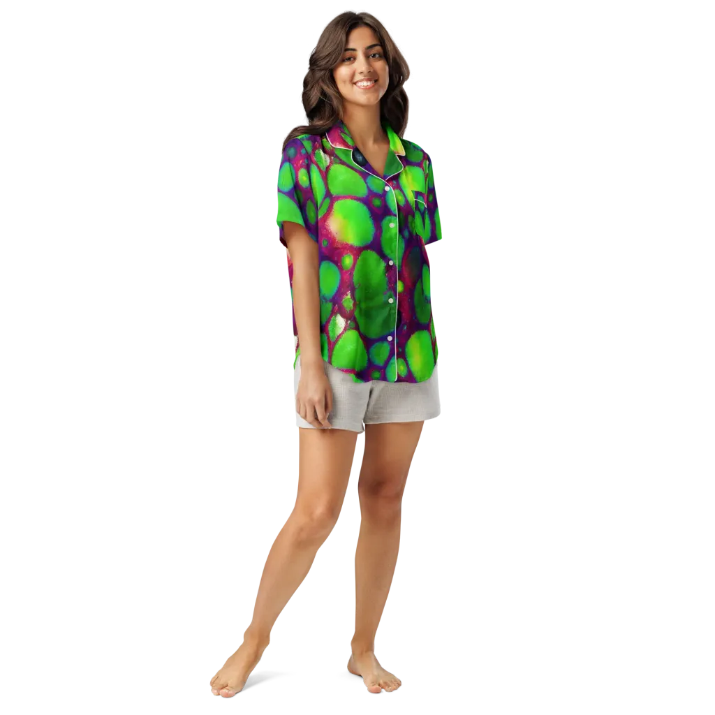 Elegant, Artstation, Matte Painting on Women's Short Sleeve Pajama Top — Front