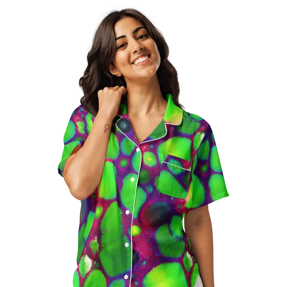 Elegant, Artstation, Matte Painting on Women's Short Sleeve Pajama Top — Front