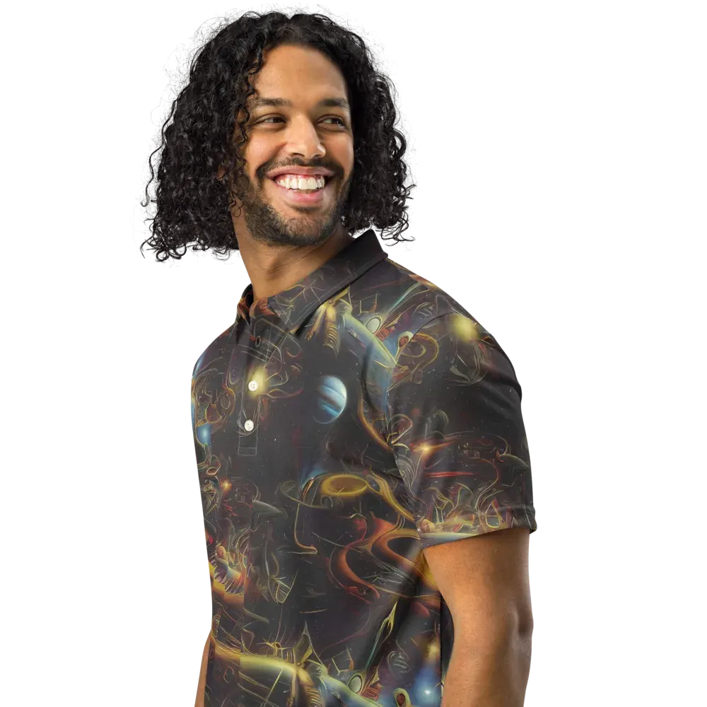 Galactic Swirl on Men's Slim Fit Polo Shirt — Left Front