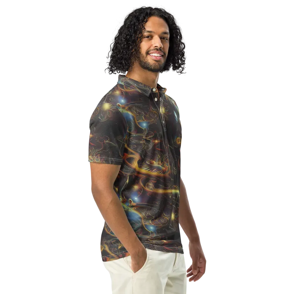 Galactic Swirl on Men's Slim Fit Polo Shirt — Right Front