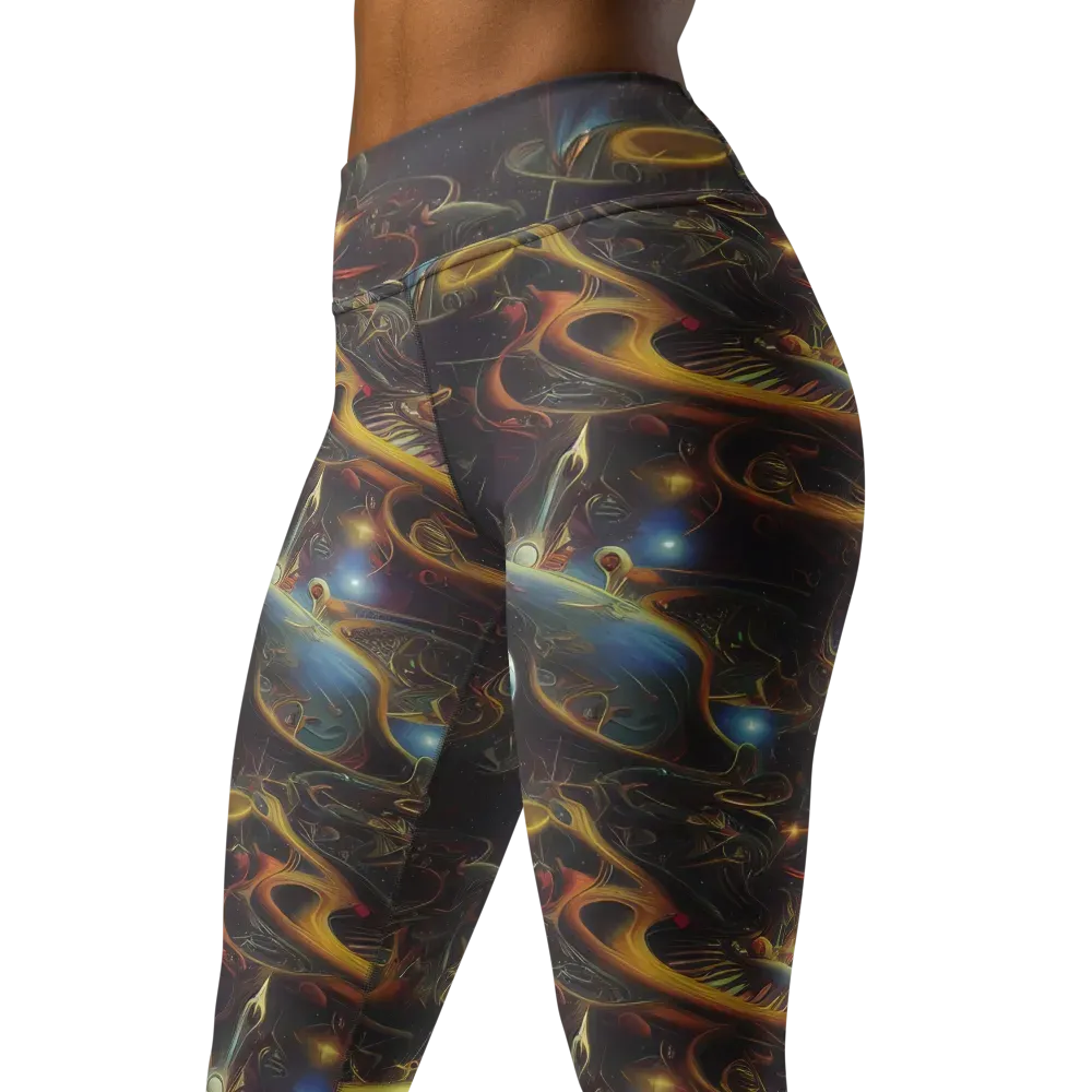 Galactic Swirl on Yoga Leggings — Left Front