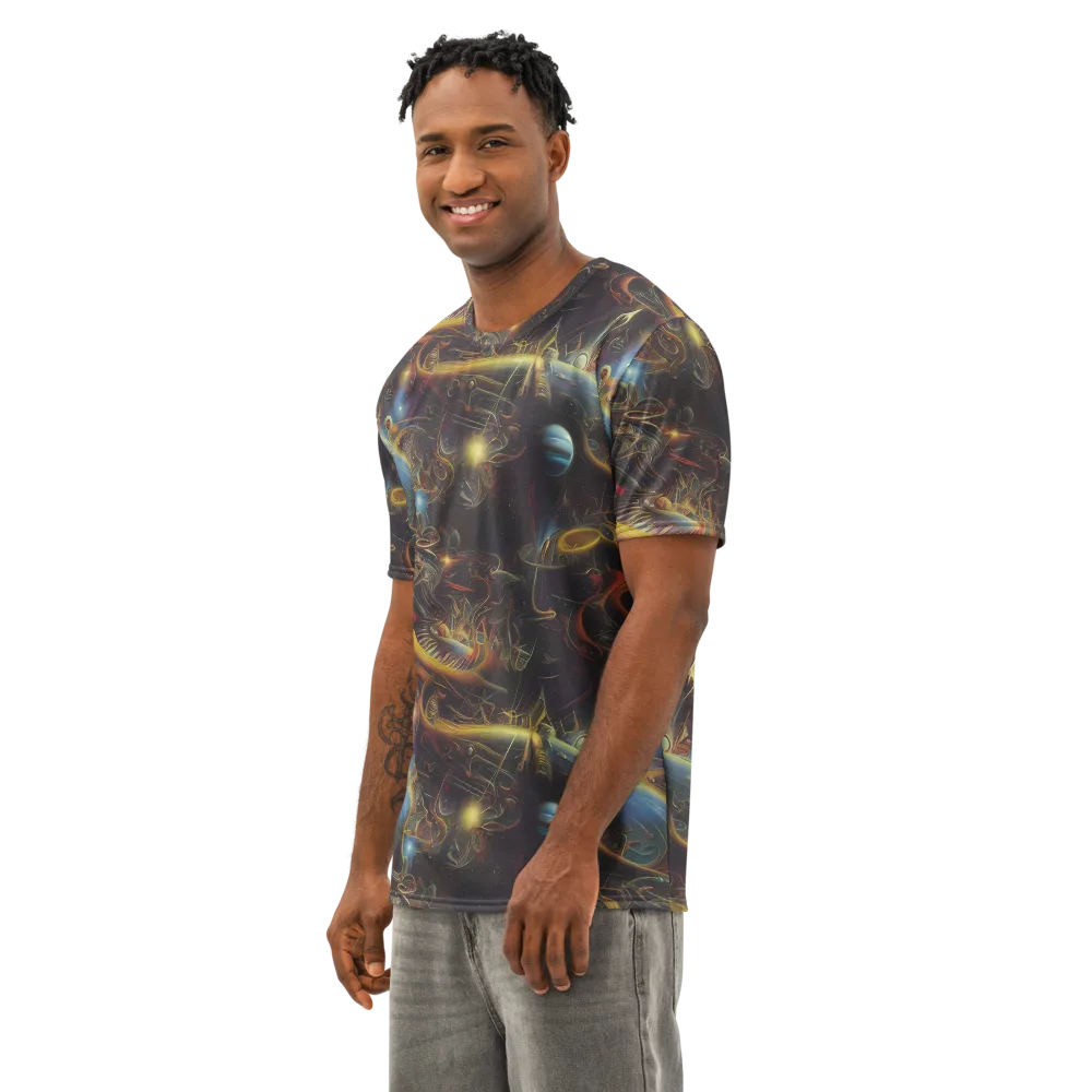 Galactic Swirl on Men's Cotton Crew Neck T-Shirt — Left Front