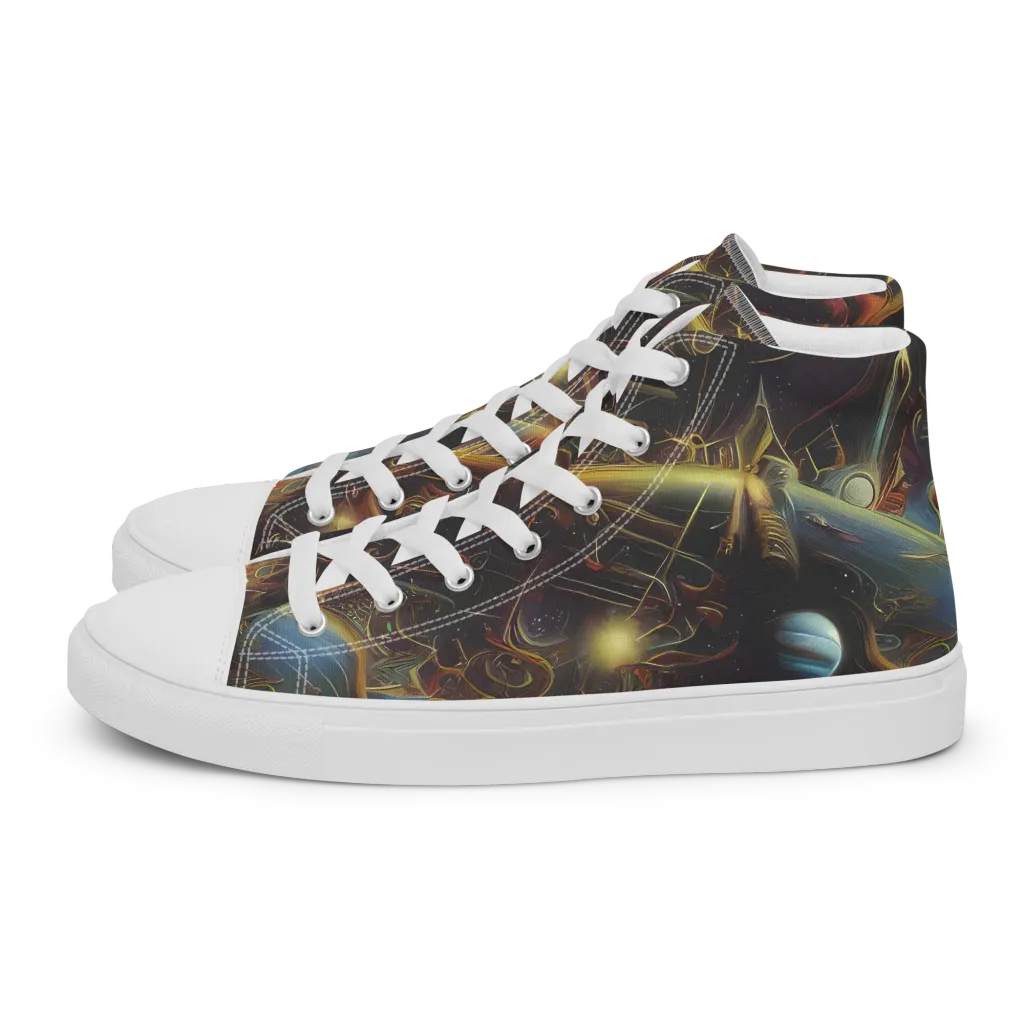 Galactic Swirl on Men's High Top Canvas Shoes — Left