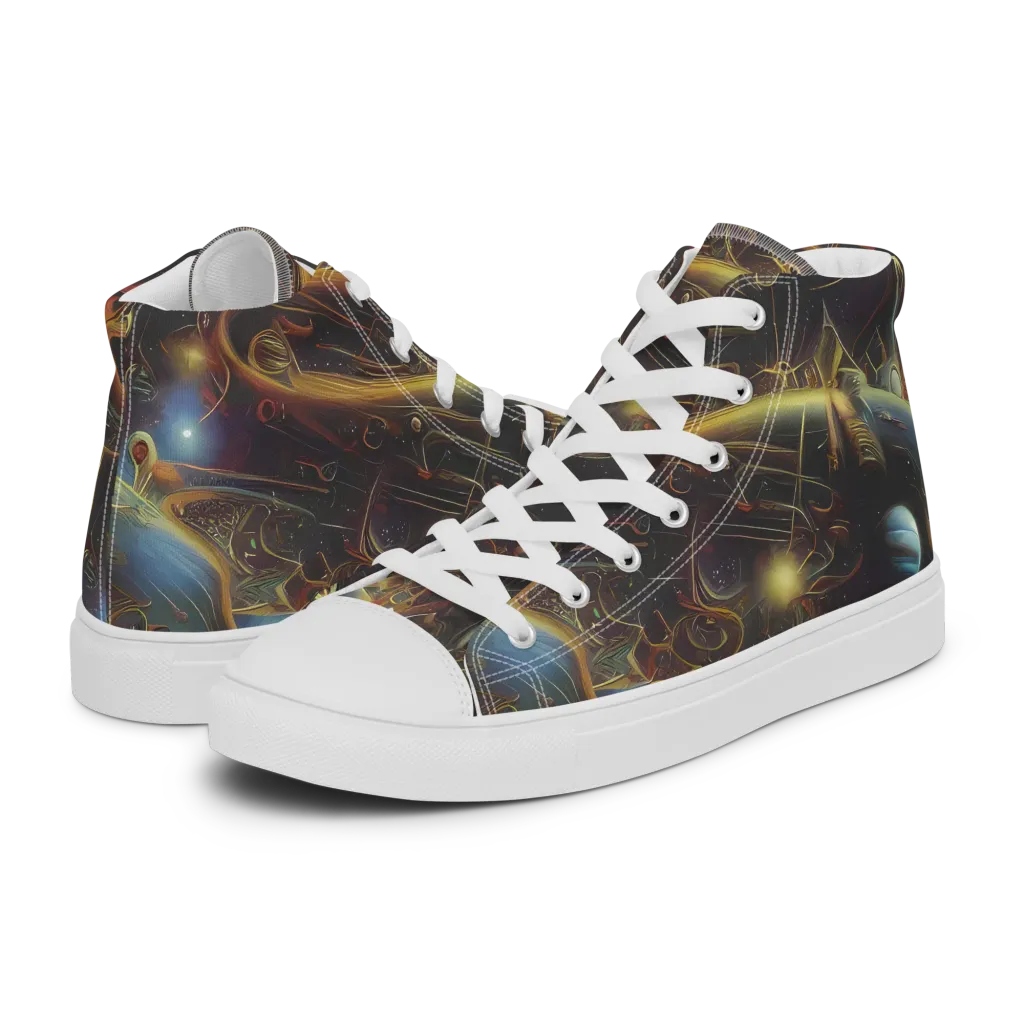 Galactic Swirl on Men's High Top Canvas Shoes — Left