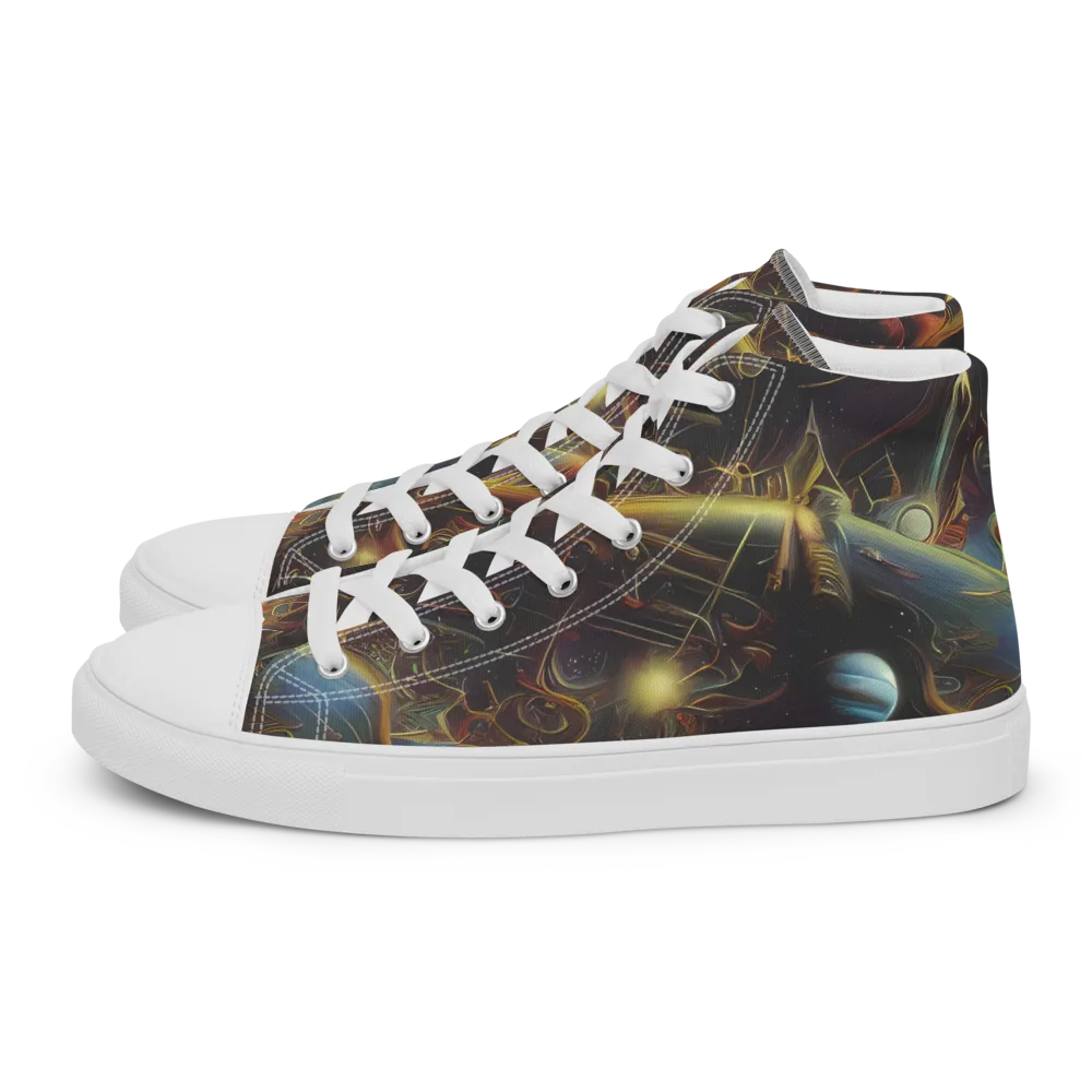 Galactic Swirl on Women's High Top Canvas Shoes — Left