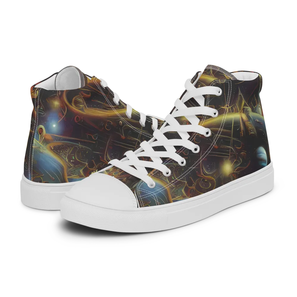 Galactic Swirl on Women's High Top Canvas Shoes — Left