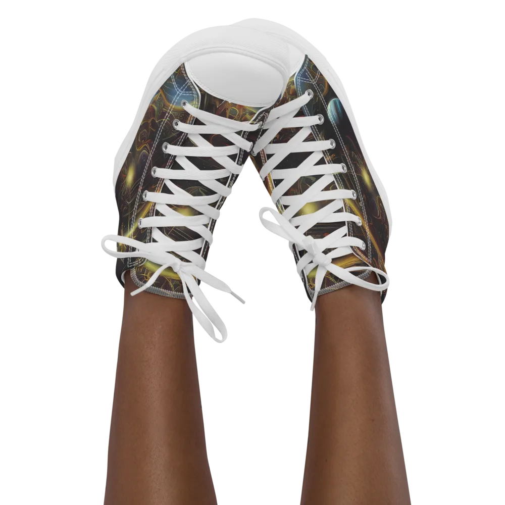 Galactic Swirl on Women's High Top Canvas Shoes — Front