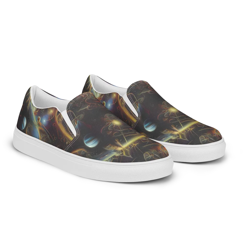 Galactic Swirl on Men's Slip-On Canvas Shoes — Right Front