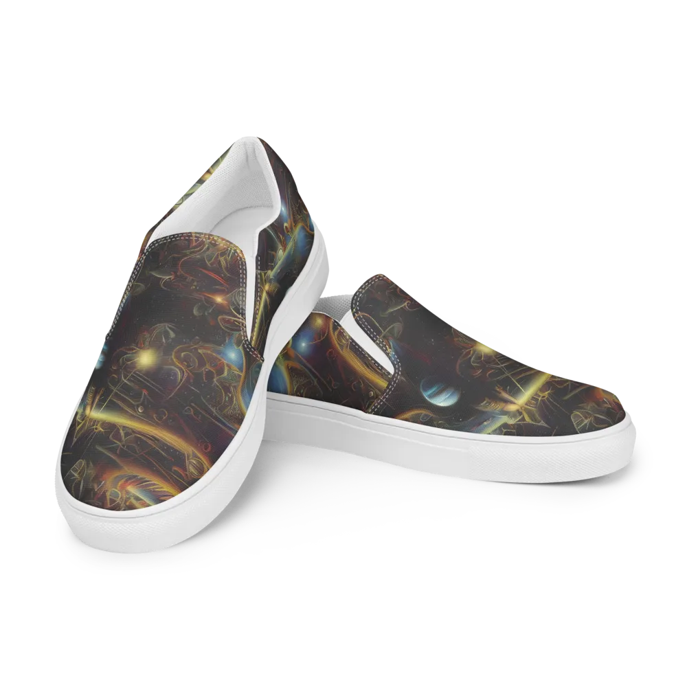 Galactic Swirl on Men's Slip-On Canvas Shoes — Left Front
