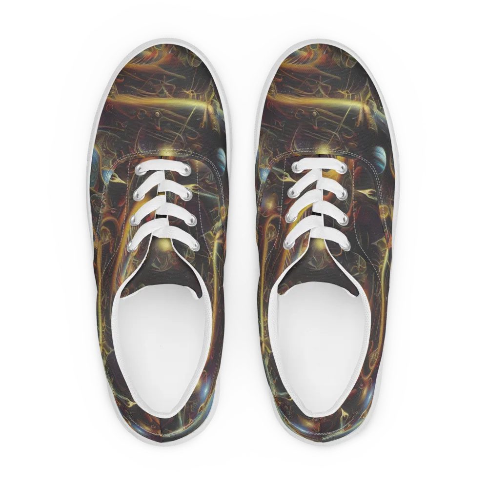 Galactic Swirl on Men's Lace-Up Canvas Shoes — Front