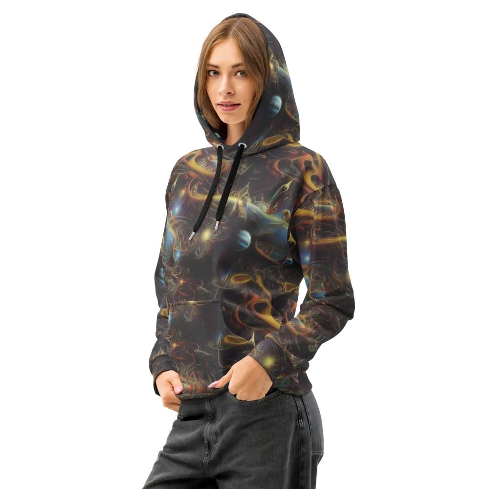 Galactic Swirl on Cotton Hoodie — Left Front