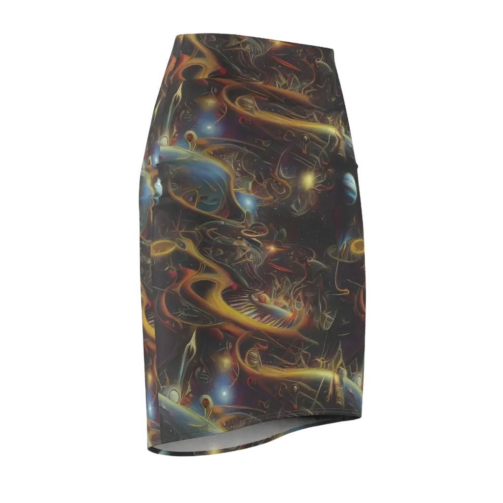 Galactic Swirl on Pencil Skirt — Front Side
