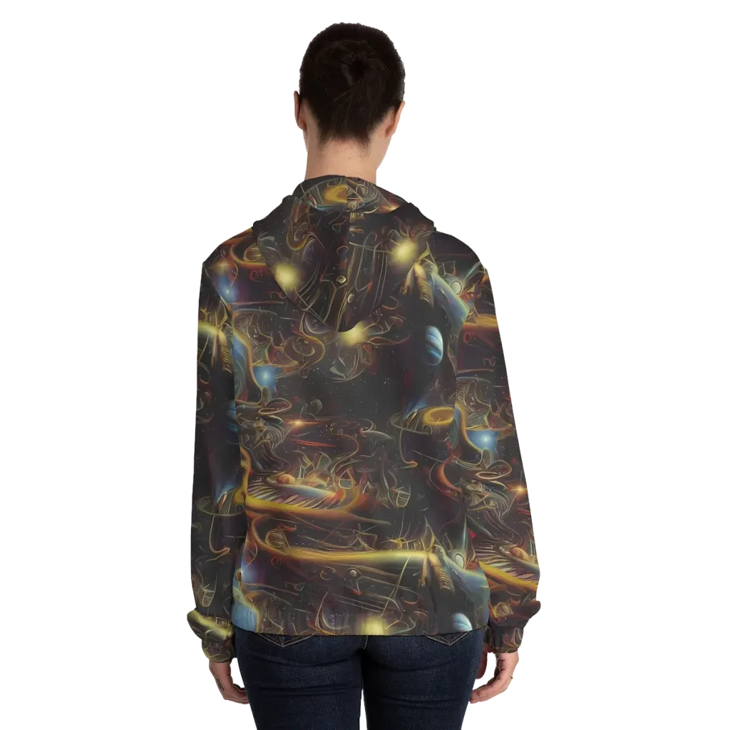 Galactic Swirl on Women's Full-Zip Hoodie — Back On Person