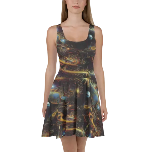 Galactic Swirl on a Skater Dress