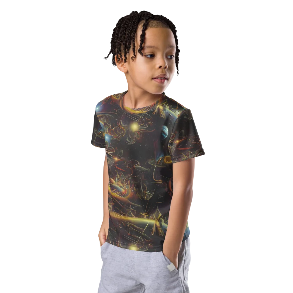 Galactic Swirl on Kids Crew Neck T-Shirt — Left Front