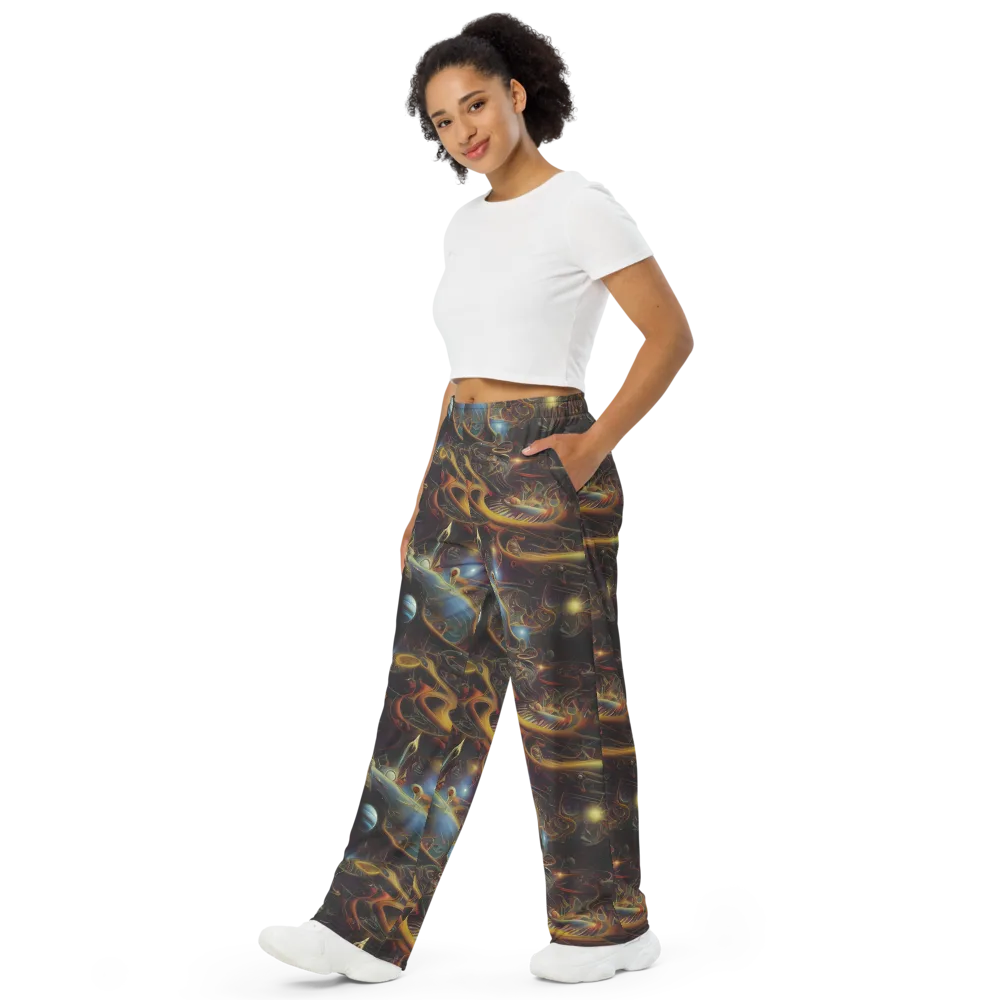 Galactic Swirl on Wide-Leg Pants — Left Front