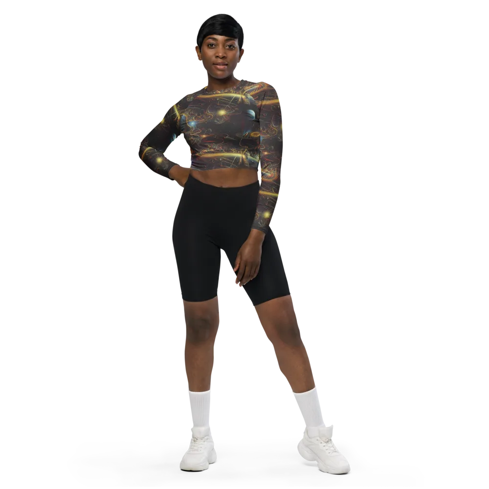Galactic Swirl on Long Sleeve Crop Top — Front