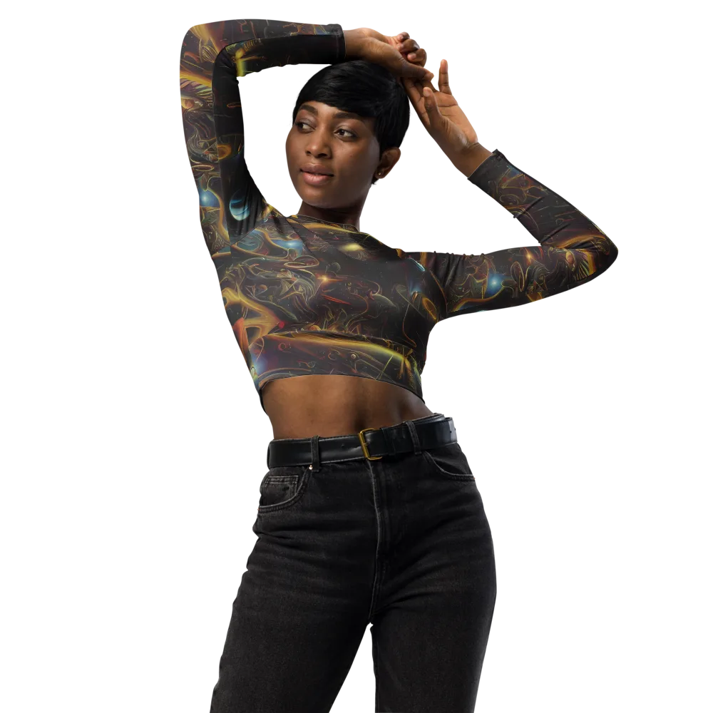 Galactic Swirl on Long Sleeve Crop Top — Front