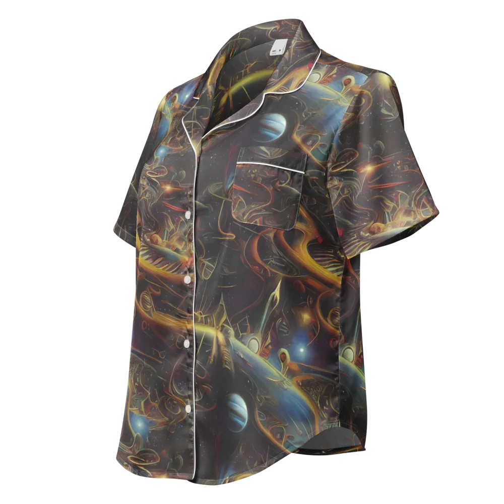Galactic Swirl on Women's Short Sleeve Pajama Top — Left Front