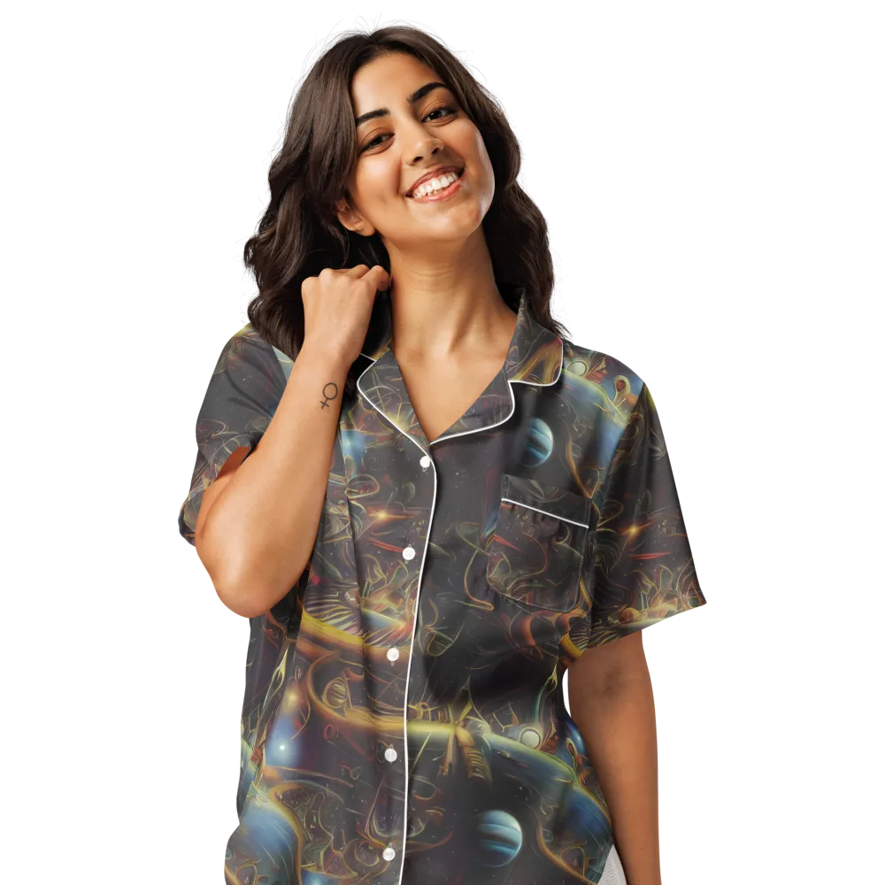 Galactic Swirl on Women's Short Sleeve Pajama Top — Front