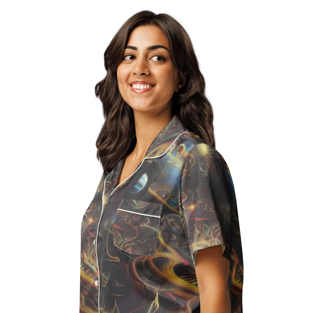 Galactic Swirl on Women's Short Sleeve Pajama Top — Left Front