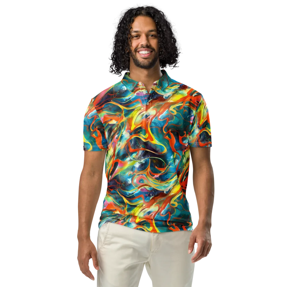 Cecily’s Swirl on Men's Slim Fit Polo Shirt — Front