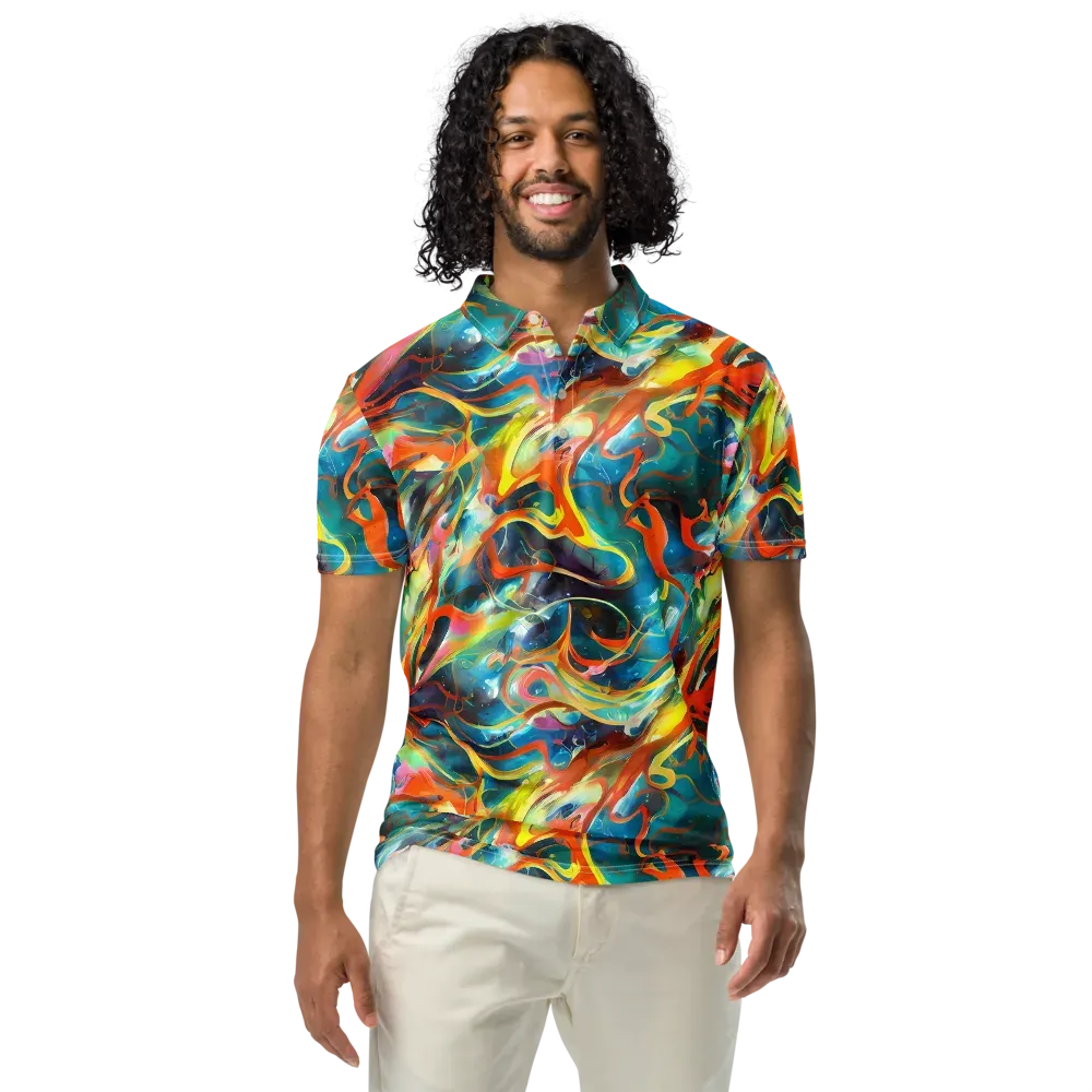 Cecily’s Swirl on Men's Slim Fit Polo Shirt — Front