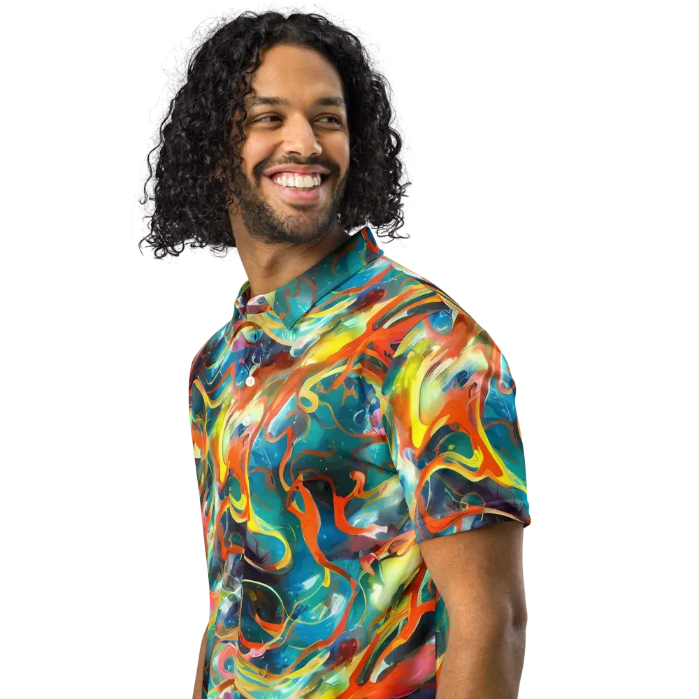 Cecily’s Swirl on Men's Slim Fit Polo Shirt — Left Front