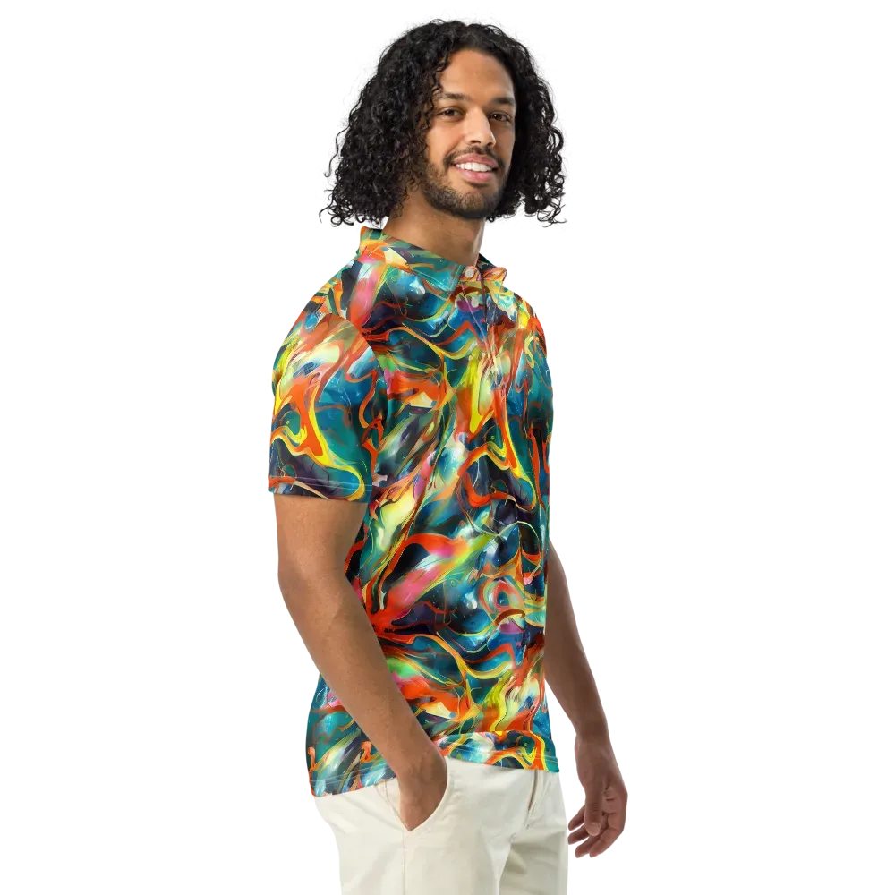 Cecily’s Swirl on Men's Slim Fit Polo Shirt — Right Front