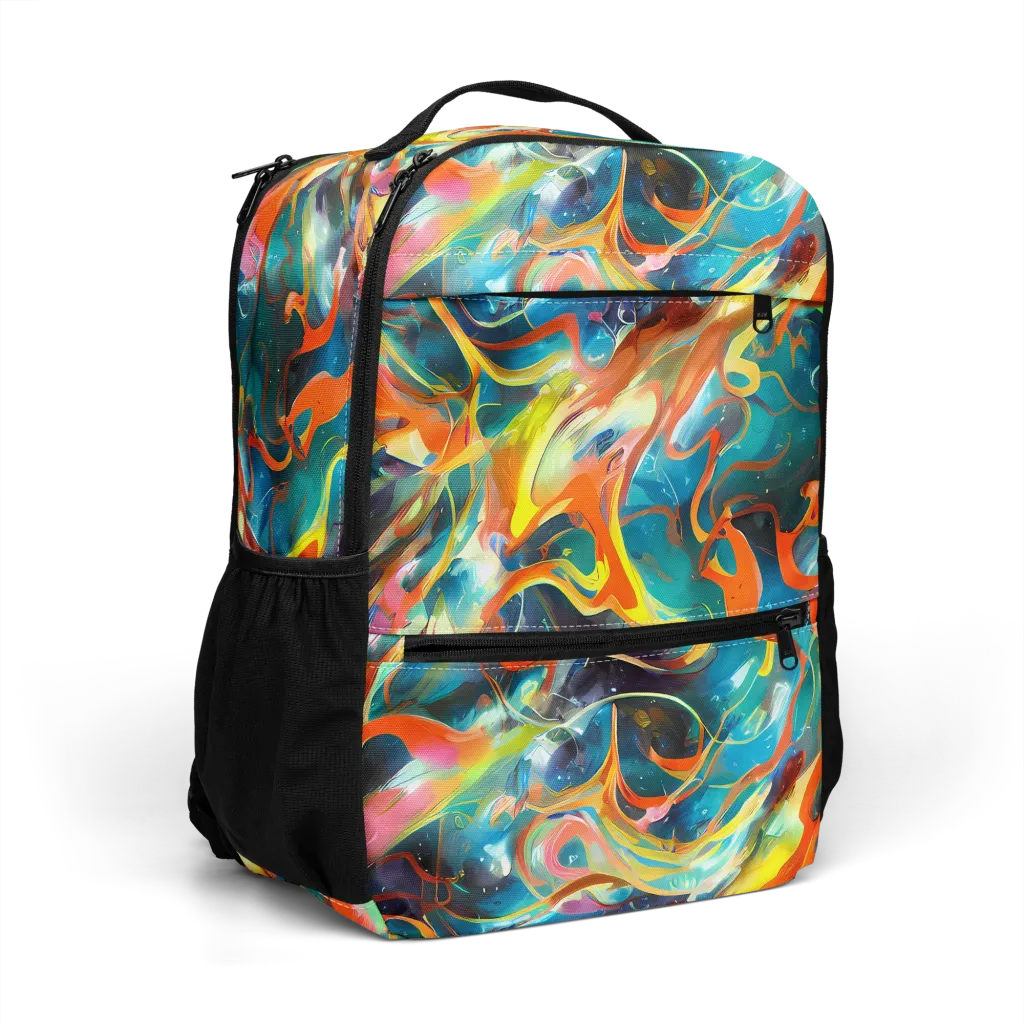 Cecily’s Swirl on Utility Backpack — Right Front