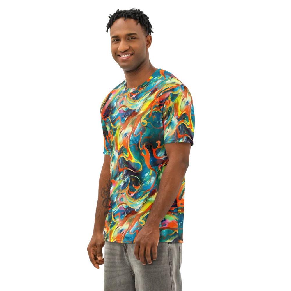 Cecily’s Swirl on Men's Cotton Crew Neck T-Shirt — Left Front