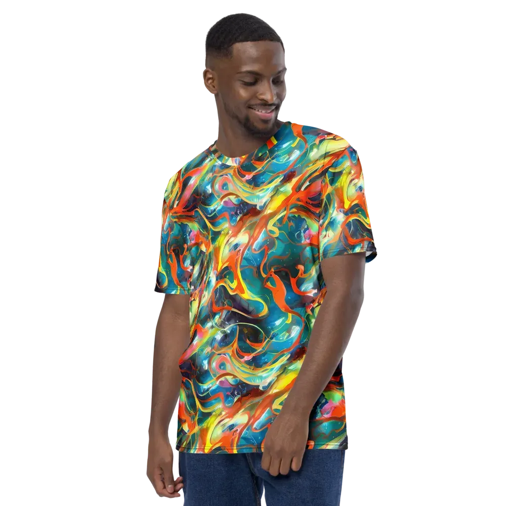 Cecily’s Swirl on Men's Crew Neck T-Shirt — Left