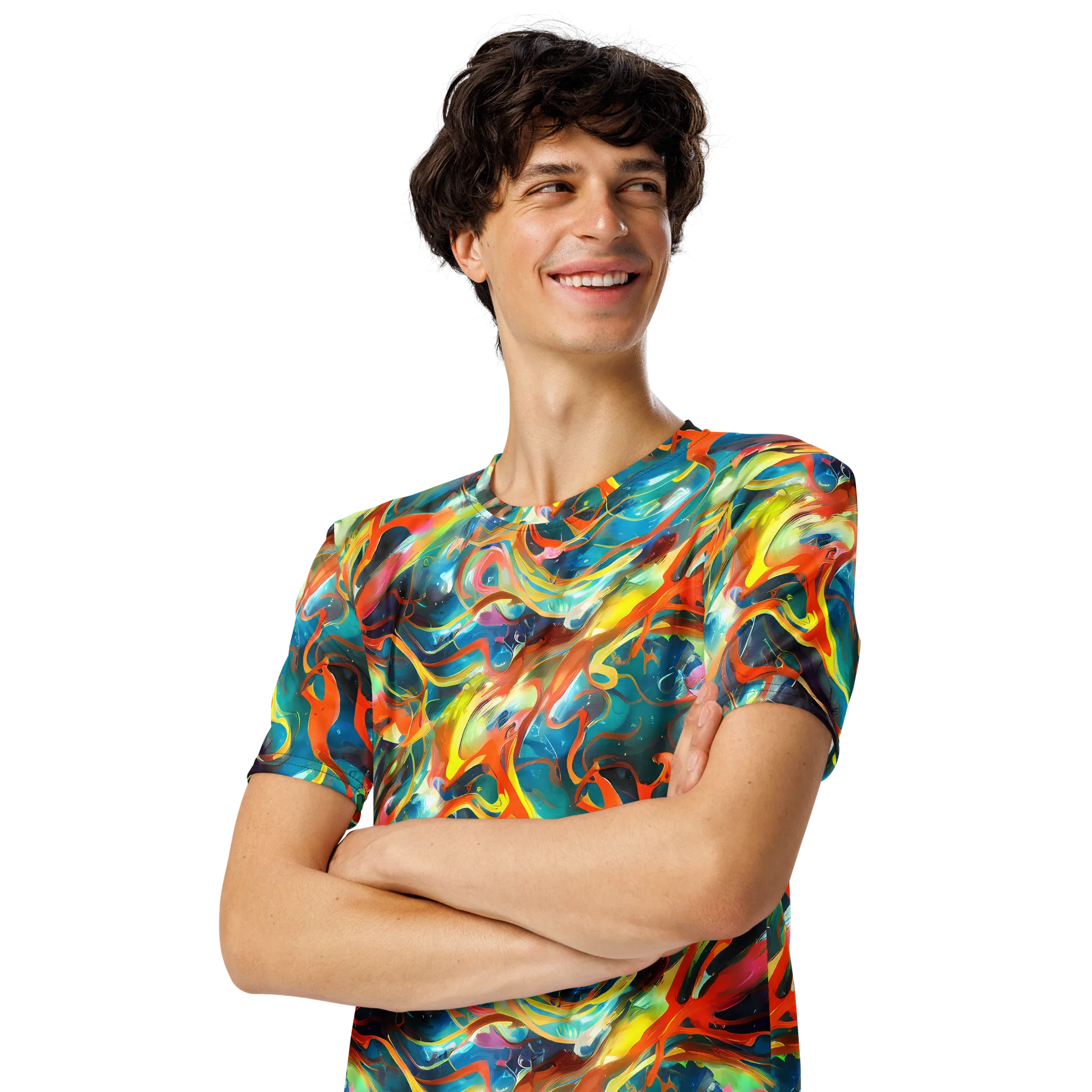 Cecily’s Swirl on Men's Crew Neck T-Shirt — Left Front