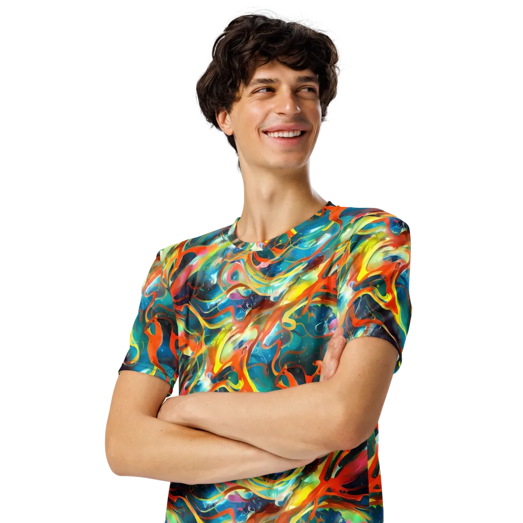 Cecily’s Swirl on Men's Crew Neck T-Shirt — Left Front