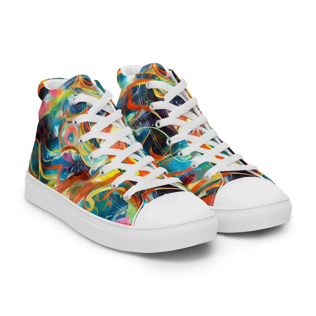 Cecily’s Swirl on Men's High Top Canvas Shoes — Right Front