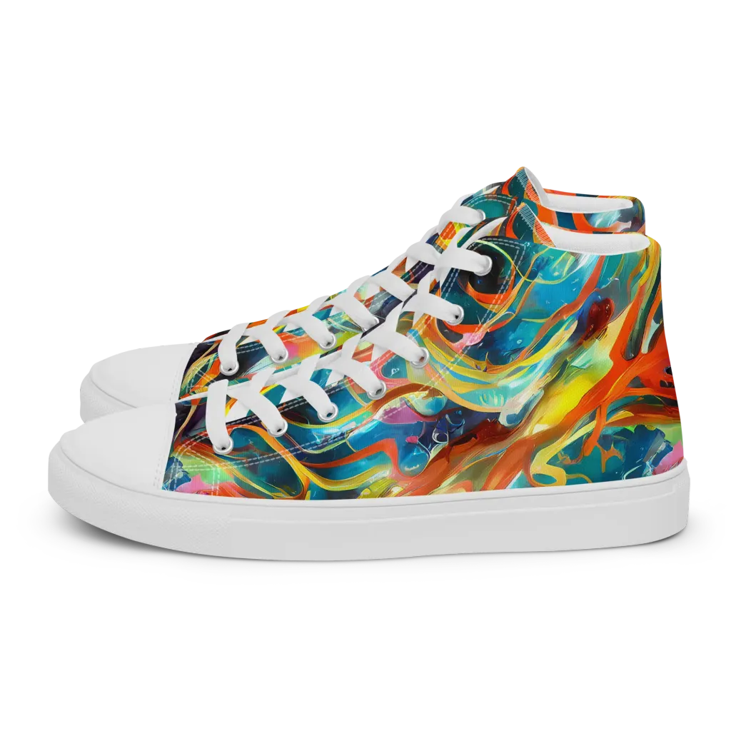 Cecily’s Swirl on Men's High Top Canvas Shoes — Left