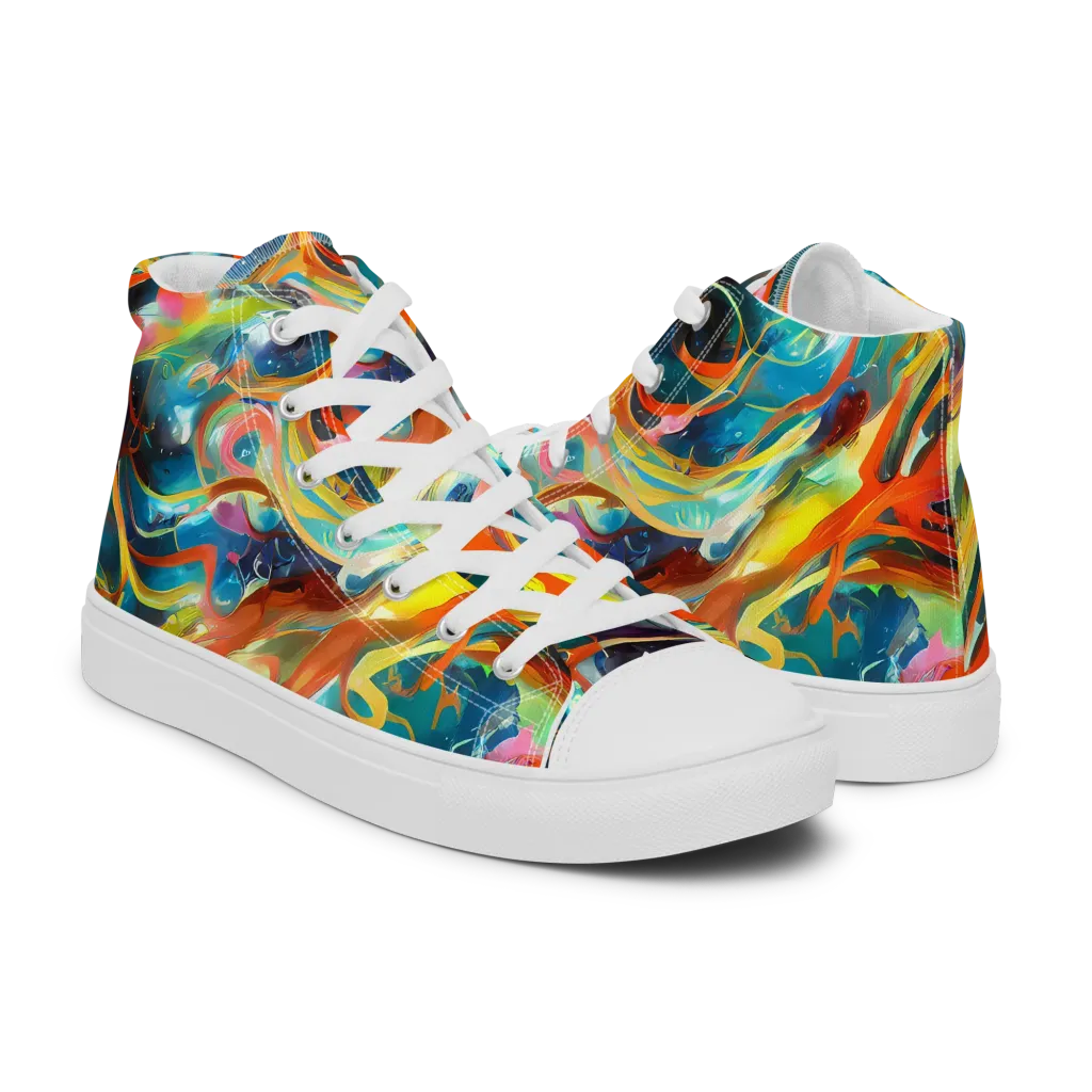 Cecily’s Swirl on Men's High Top Canvas Shoes — Right