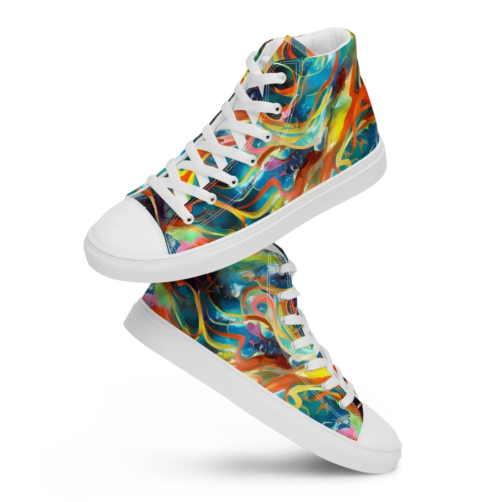Cecily’s Swirl on Men's High Top Canvas Shoes — Front