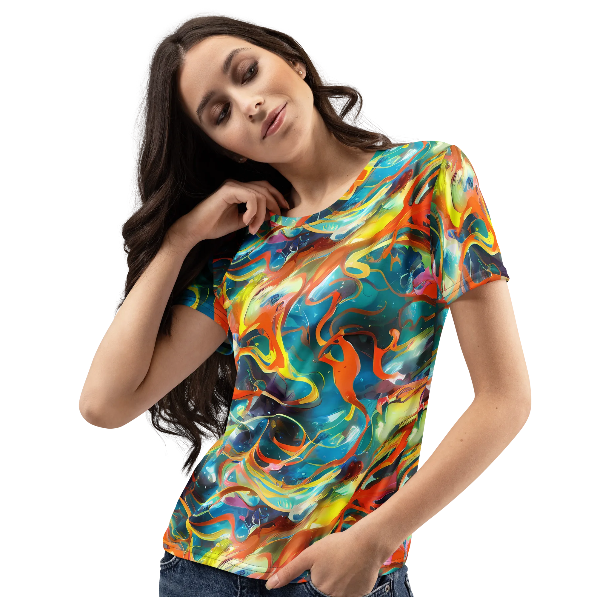 Cecily’s Swirl on Women's Crew Neck T-Shirt — Left Front