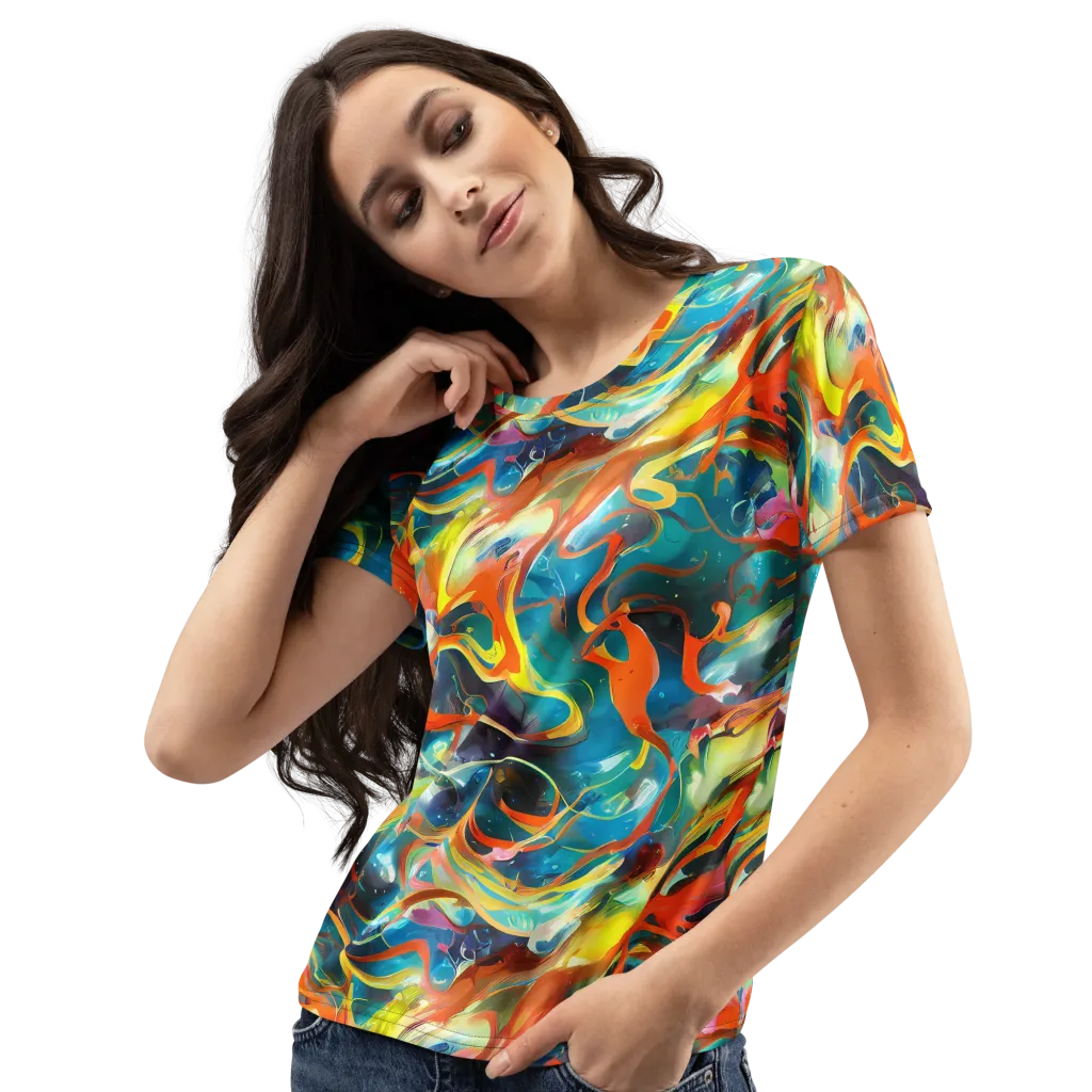 Cecily’s Swirl on Women's Crew Neck T-Shirt — Left Front